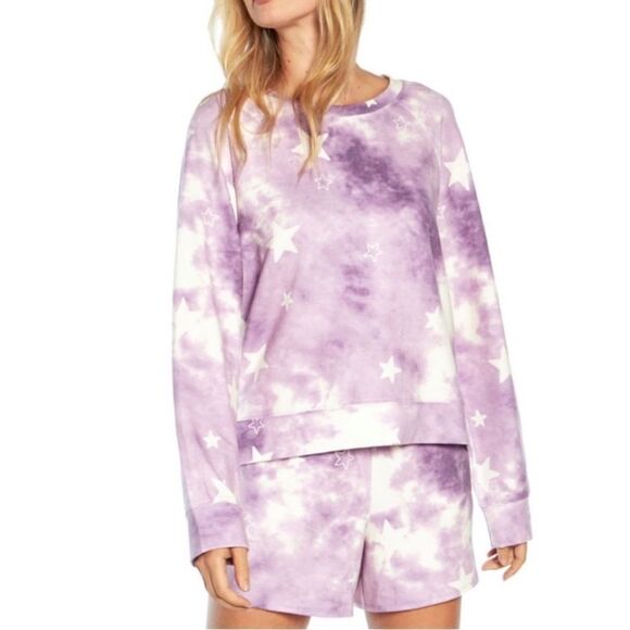 NWT Wildfox 2pc Tie Dye Stars Matching Long Sleeve Top and Shorts Lounge Set - Picture 4 of 8
